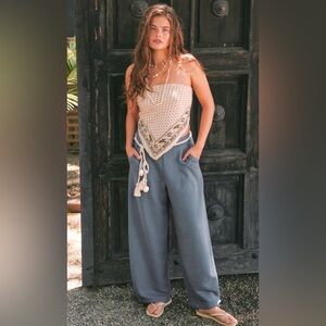 NWT FREE PEOPLE FREE EST MARINA BARREL PANTS FLINT STONE